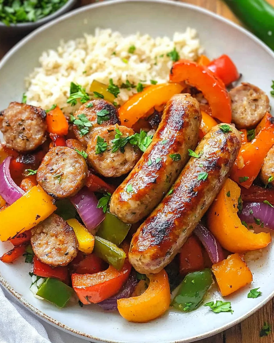 10 Minute Air Fryer Chicken Sausage and Veggies