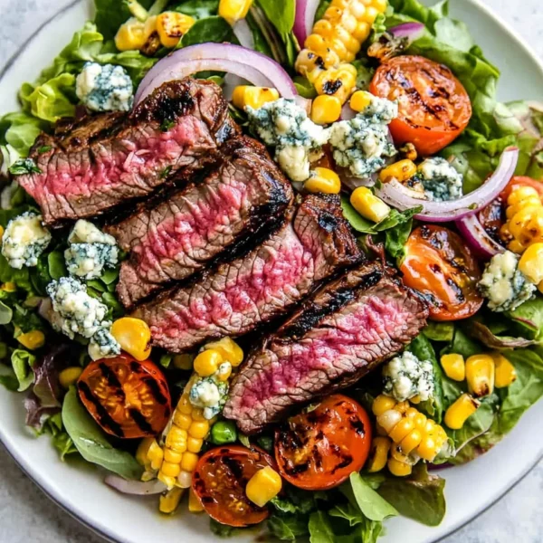 Balsamic Steak Gorgonzola Salad with Grilled Corn