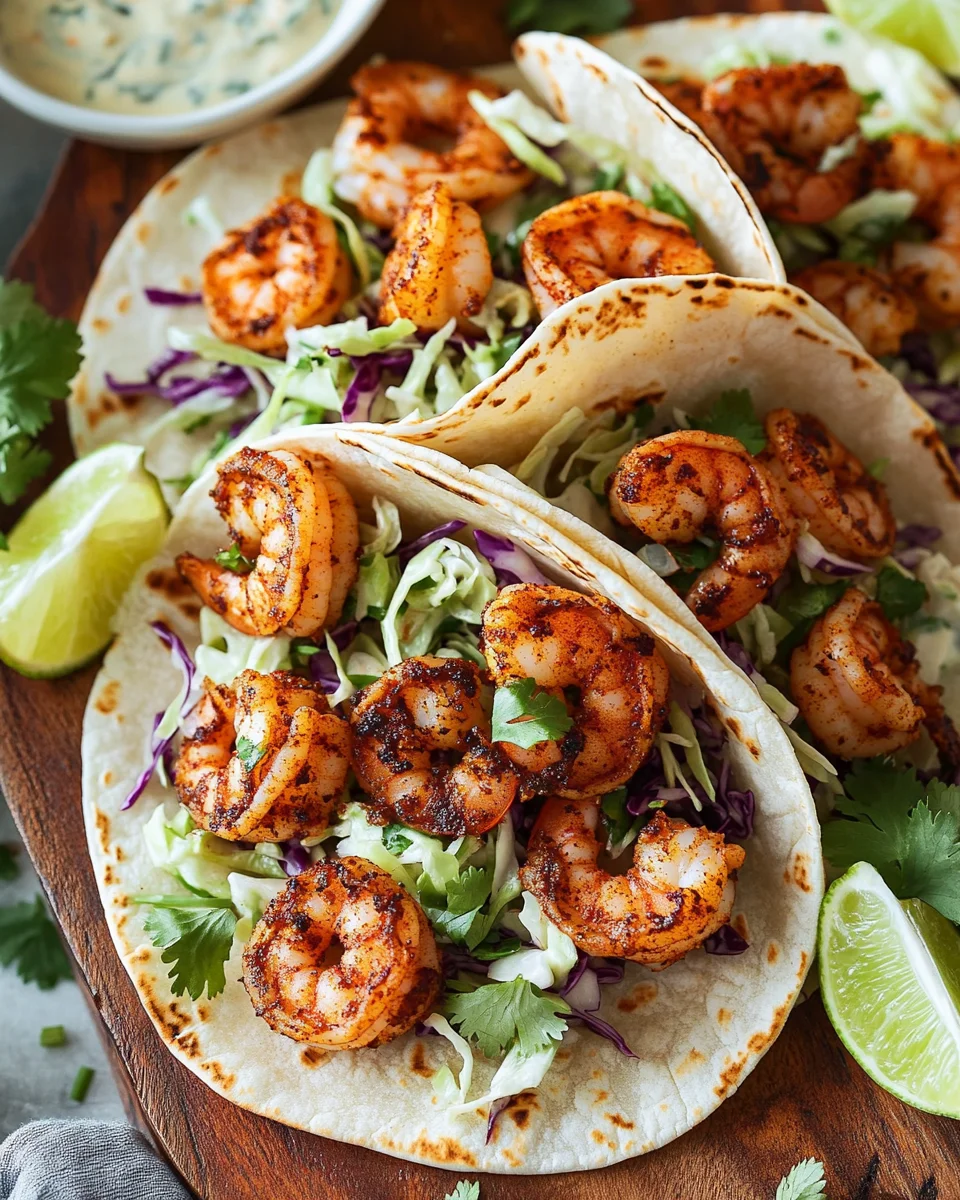 Blackened Shrimp Tacos with Slaw