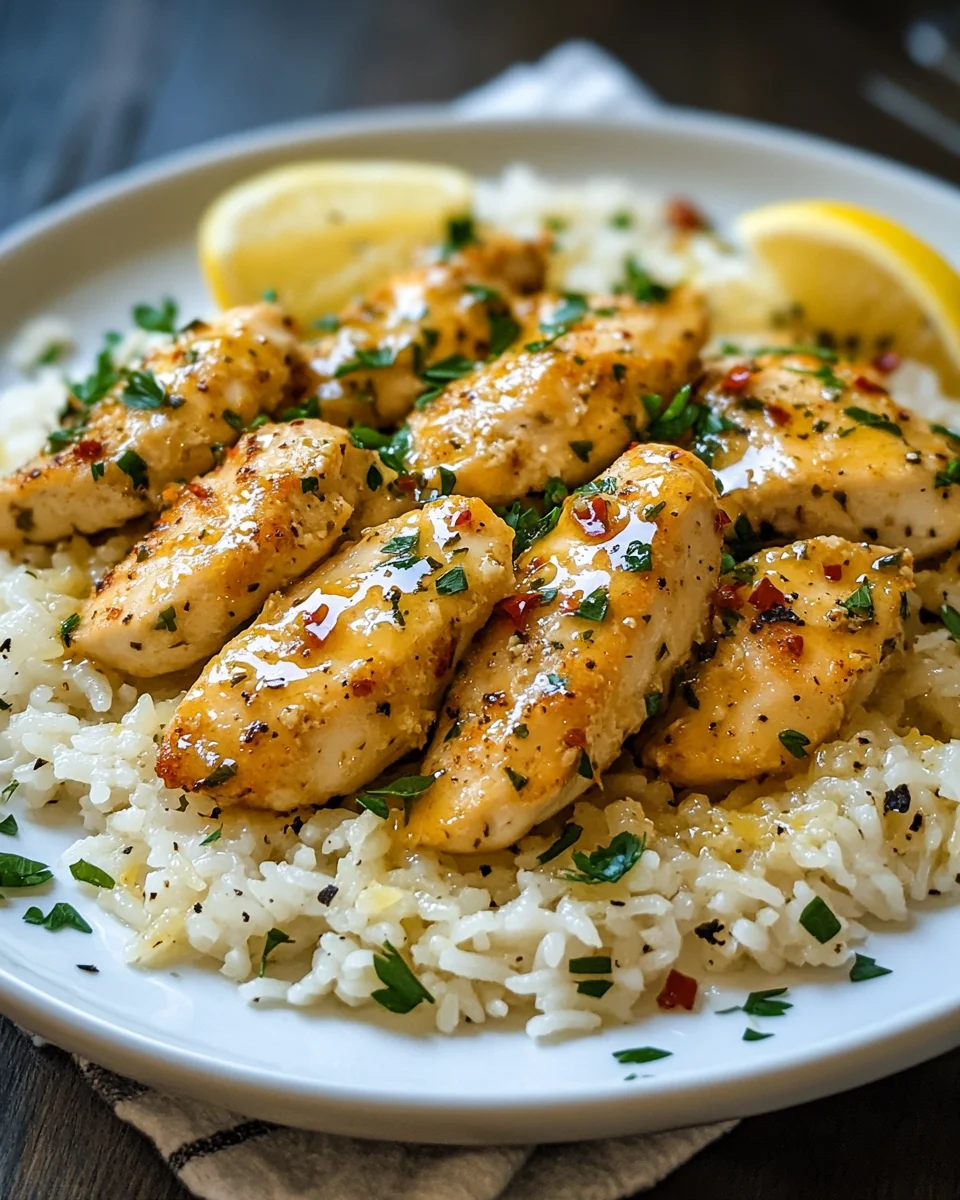 Chicken Scampi with Garlic Parmesan Rice