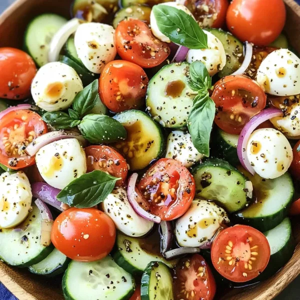 Fresh Cucumber Caprese Salad