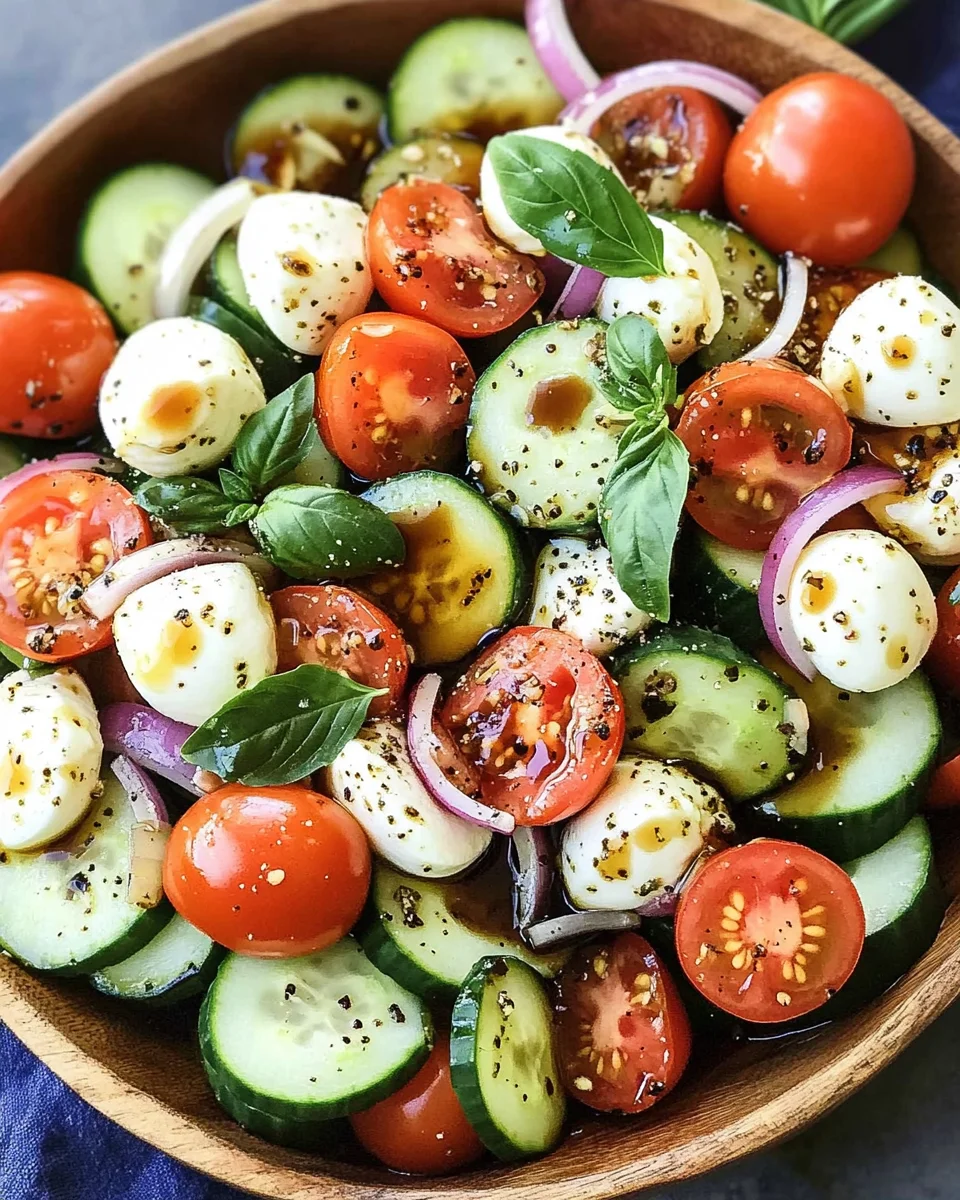 Fresh Cucumber Caprese Salad