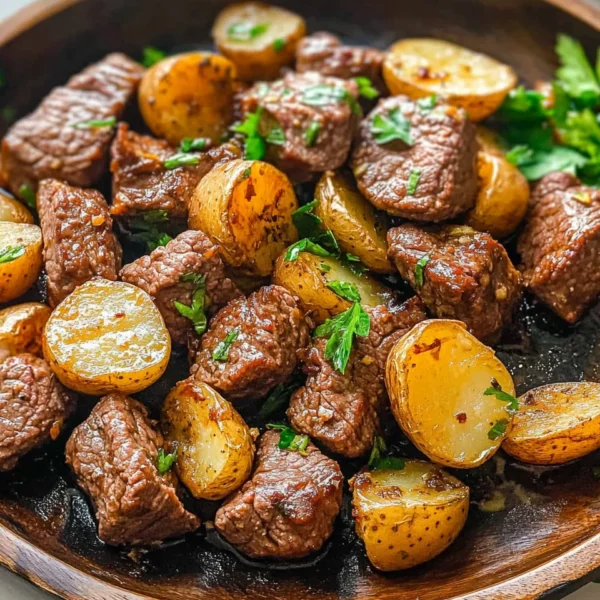 Garlic Butter Beef Bites with Potatoes