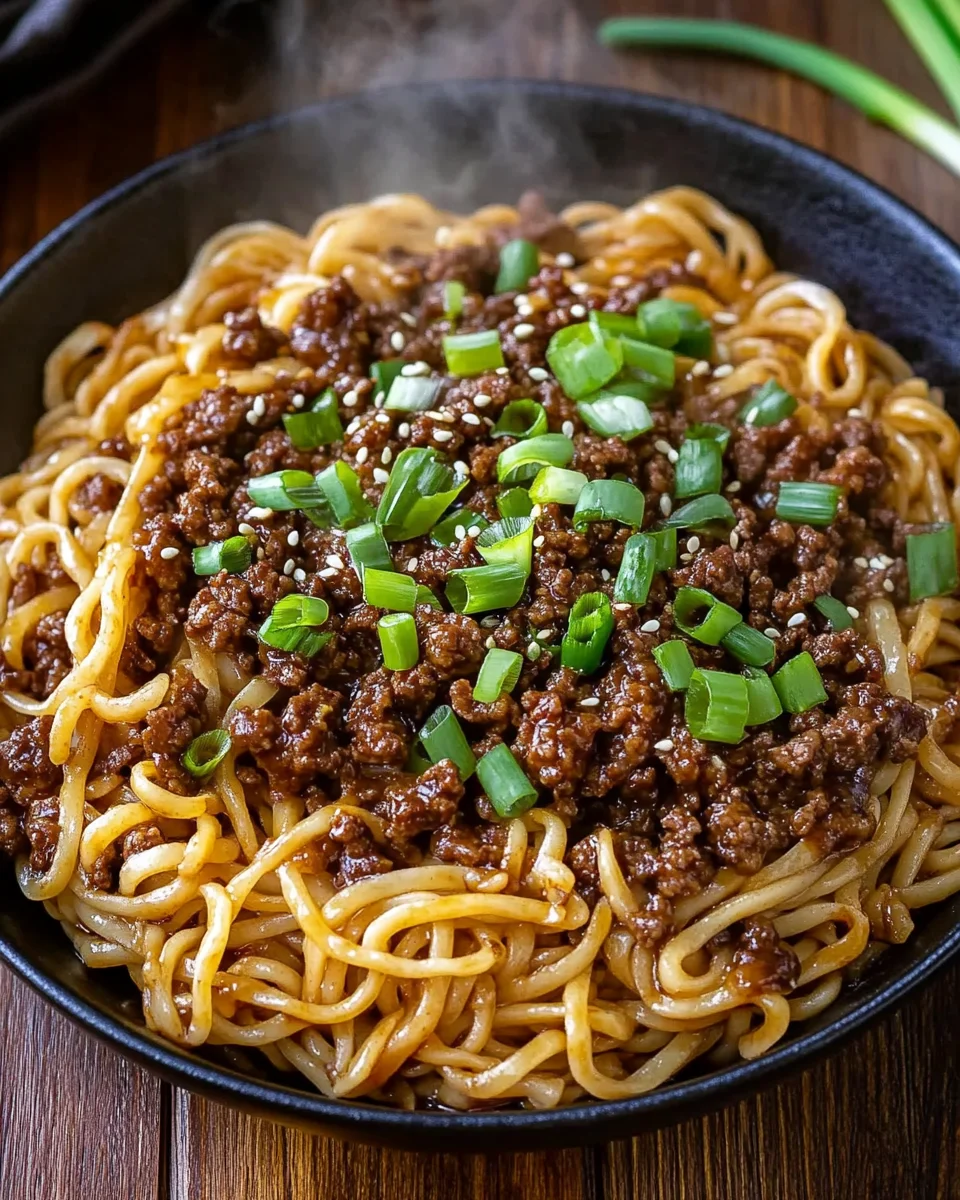 Mongolian Ground Beef Noodles