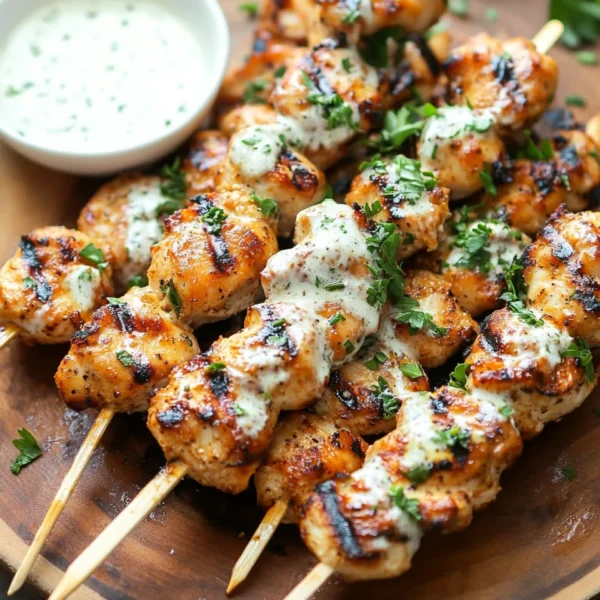 Ranch Garlic Parmesan Chicken Skewers