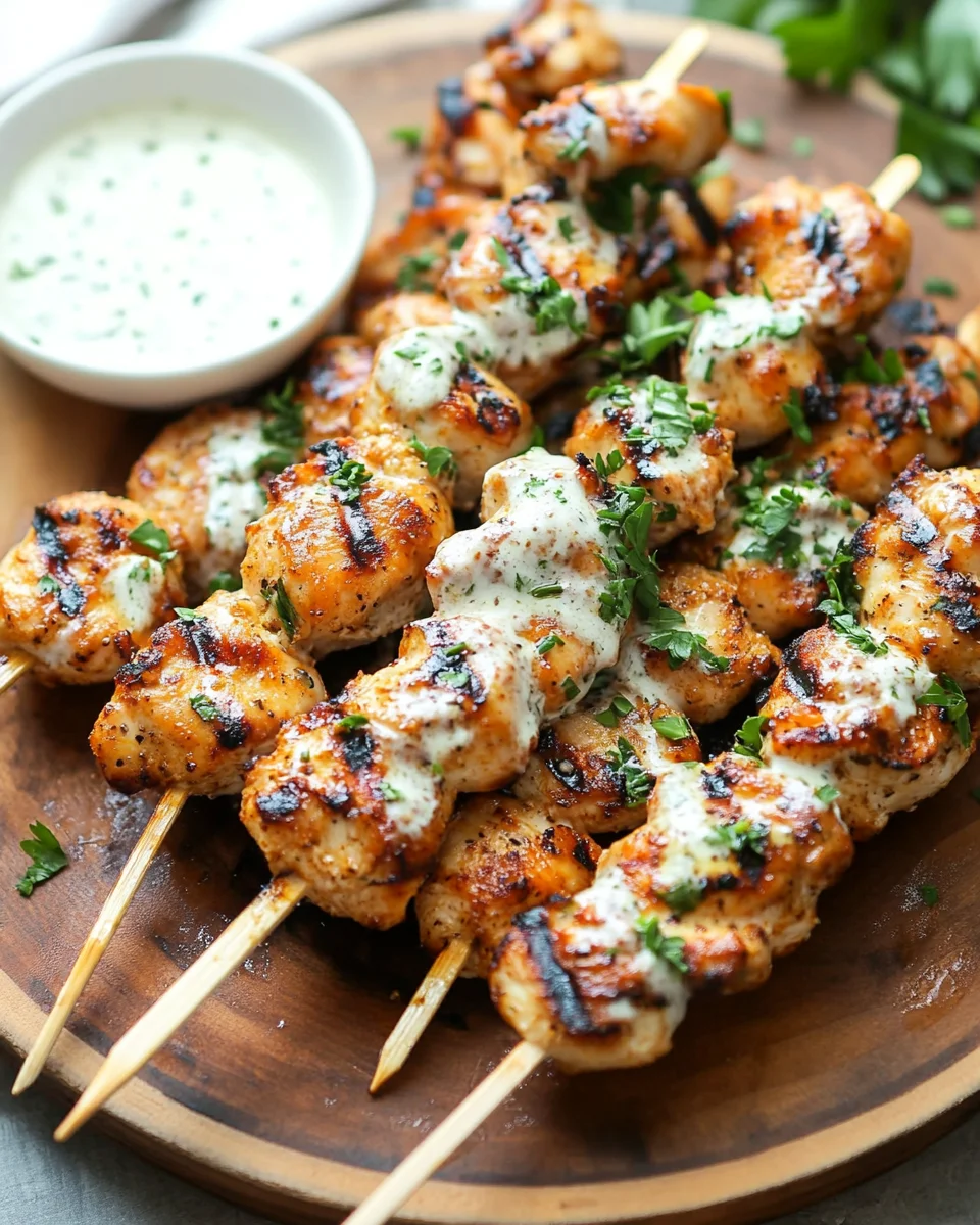 Ranch Garlic Parmesan Chicken Skewers