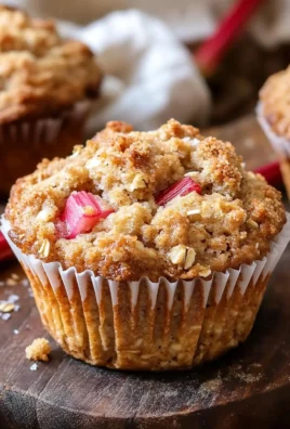 Rhubarb Oat Muffins with Cinnamon Butter Crumble