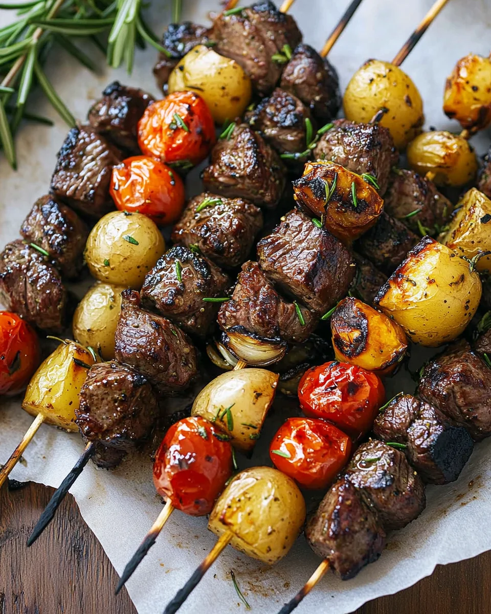 Rosemary Garlic Steak Kebabs