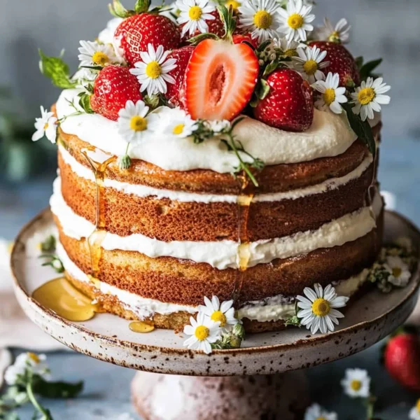Strawberry Chamomile Naked Cake