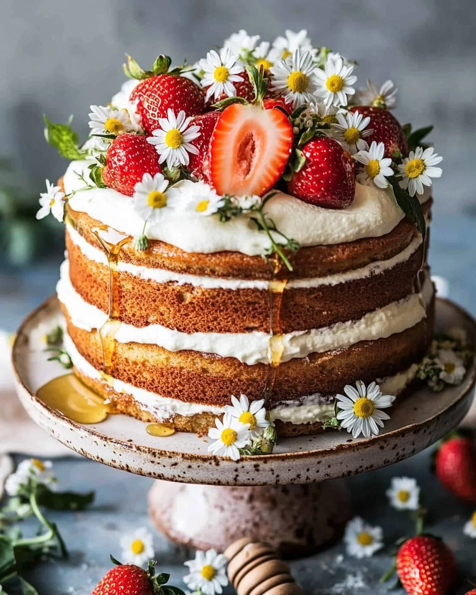 Strawberry Chamomile Naked Cake
