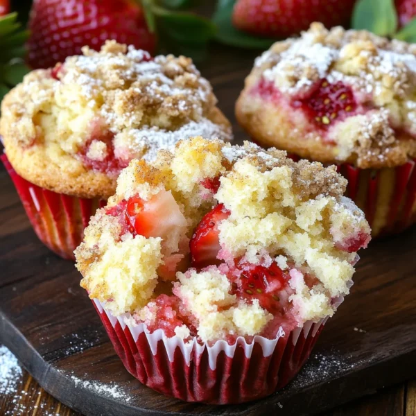 Strawberry Cream Cheese Muffins with Streusel Crumb Topping