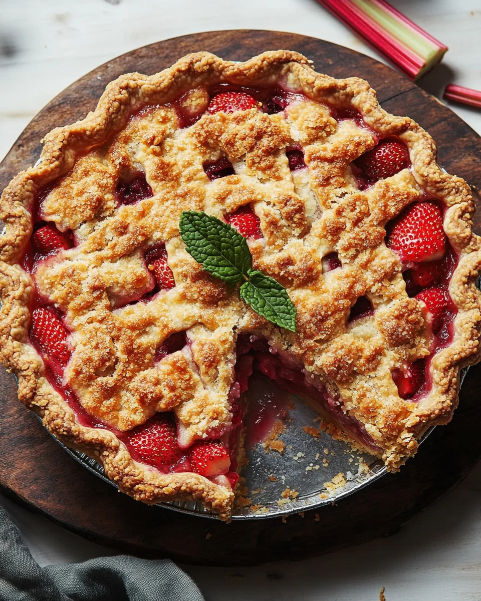 Strawberry Rhubarb Pie with Crumb Topping