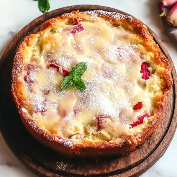 Warm Rhubarb Cake with Butter Sauce