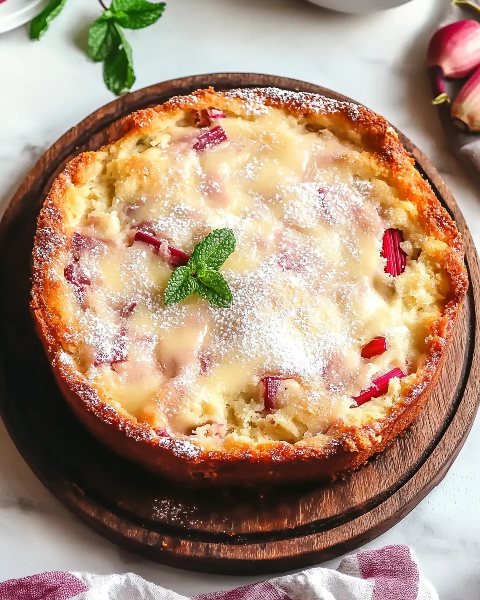 Warm Rhubarb Cake with Butter Sauce
