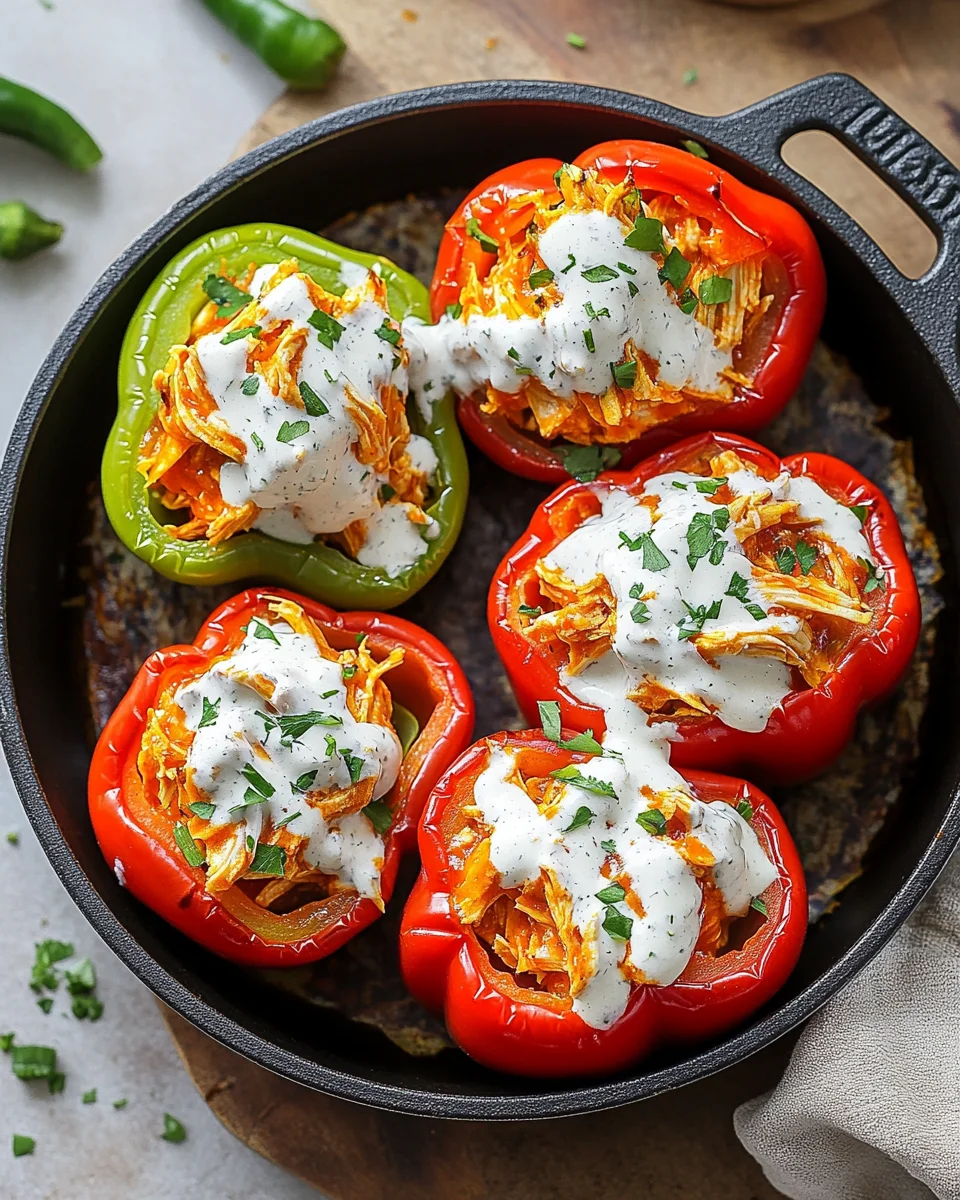 Buffalo Chicken Stuffed Peppers (Dairy-Free & Low Carb)
