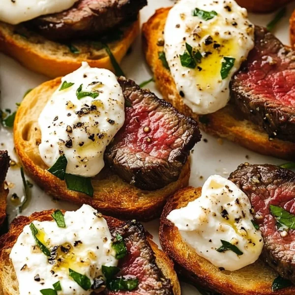 Burrata and Steak Crostini