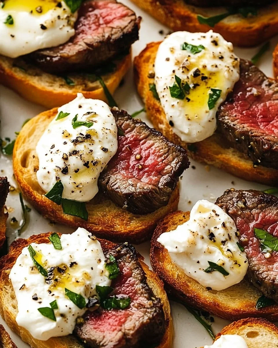 Burrata and Steak Crostini