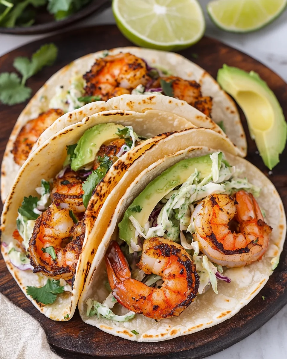 Cilantro Lime Shrimp Tacos with Creamy Slaw