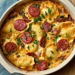 Crockpot Pierogi Casserole with Kielbasa