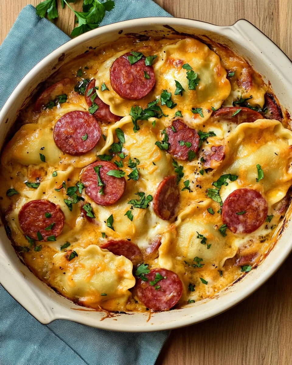 Crockpot Pierogi Casserole with Kielbasa