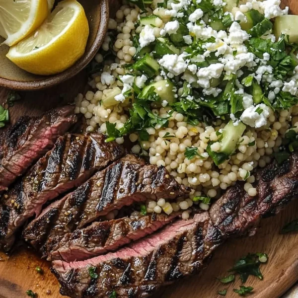 Grilled Skirt Steak with Lemon Herb Couscous Salad