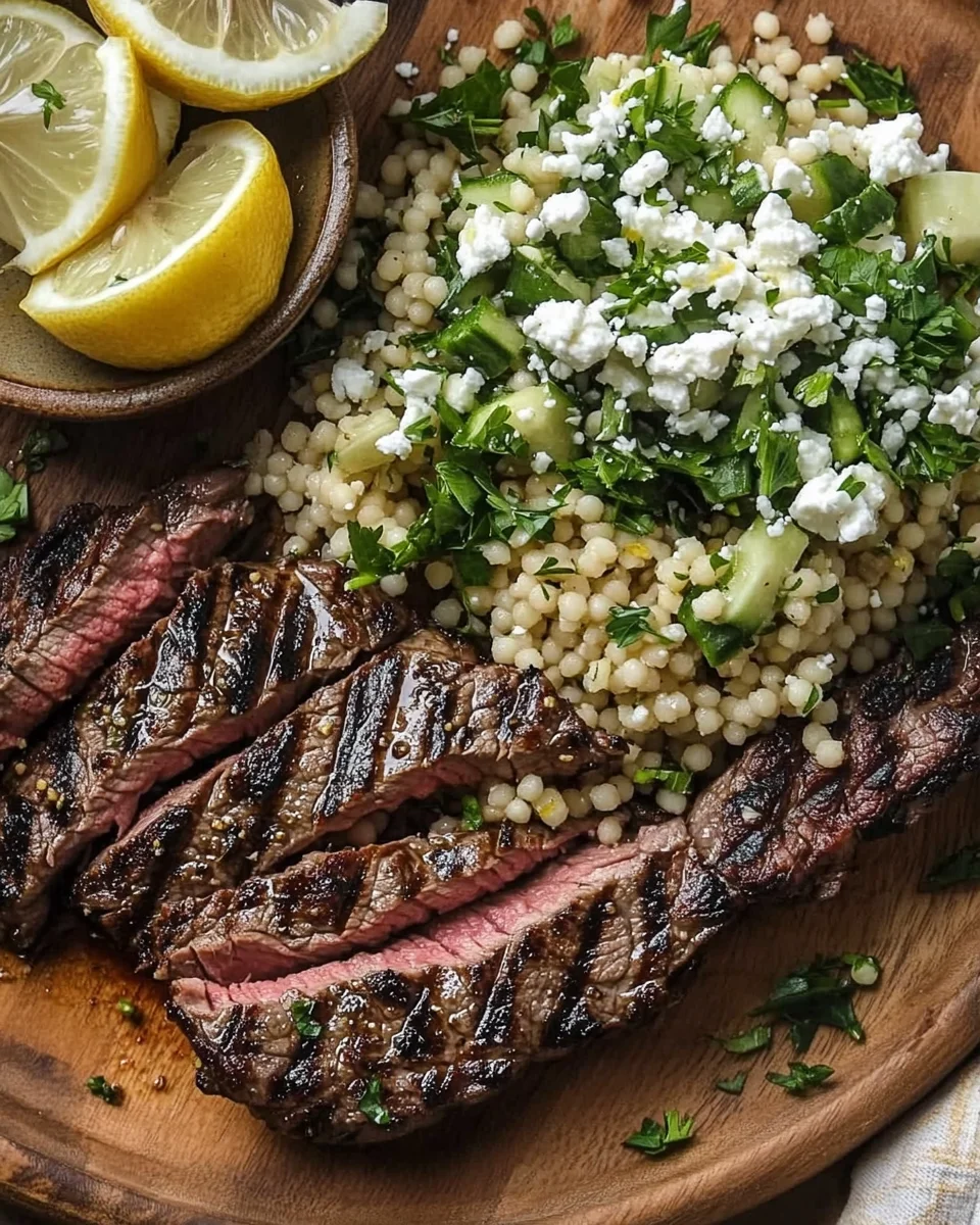 Grilled Skirt Steak with Lemon Herb Couscous Salad