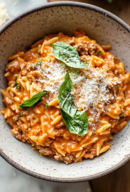 Ground Beef Orzo with Tomato Cream Sauce