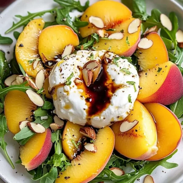 Peach Burrata Salad with Balsamic Drizzle