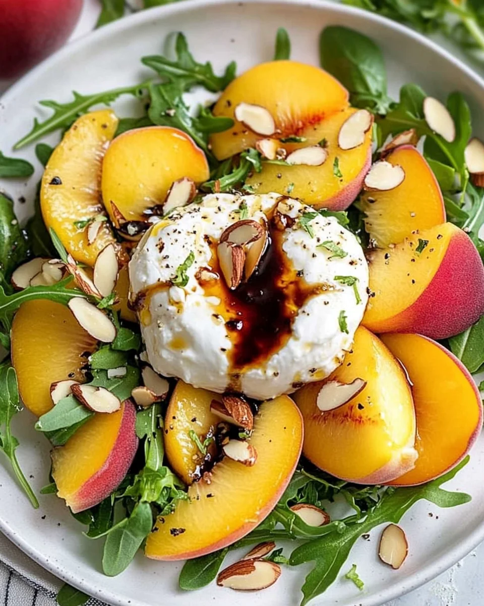 Peach Burrata Salad with Balsamic Drizzle