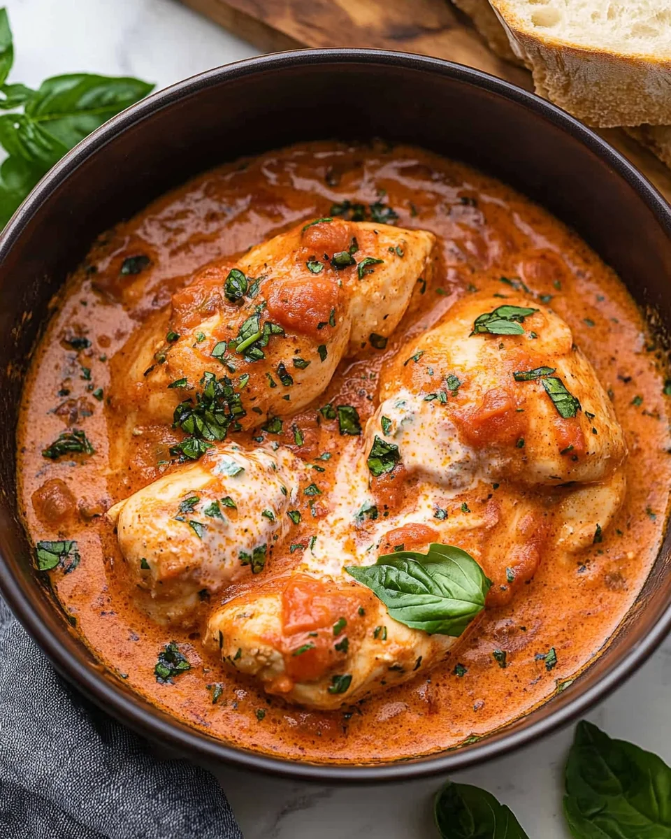 Slow Cooker Creamy Tomato Basil Chicken