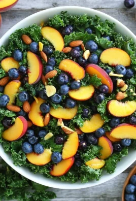 Summer Peach Blueberry Kale Salad