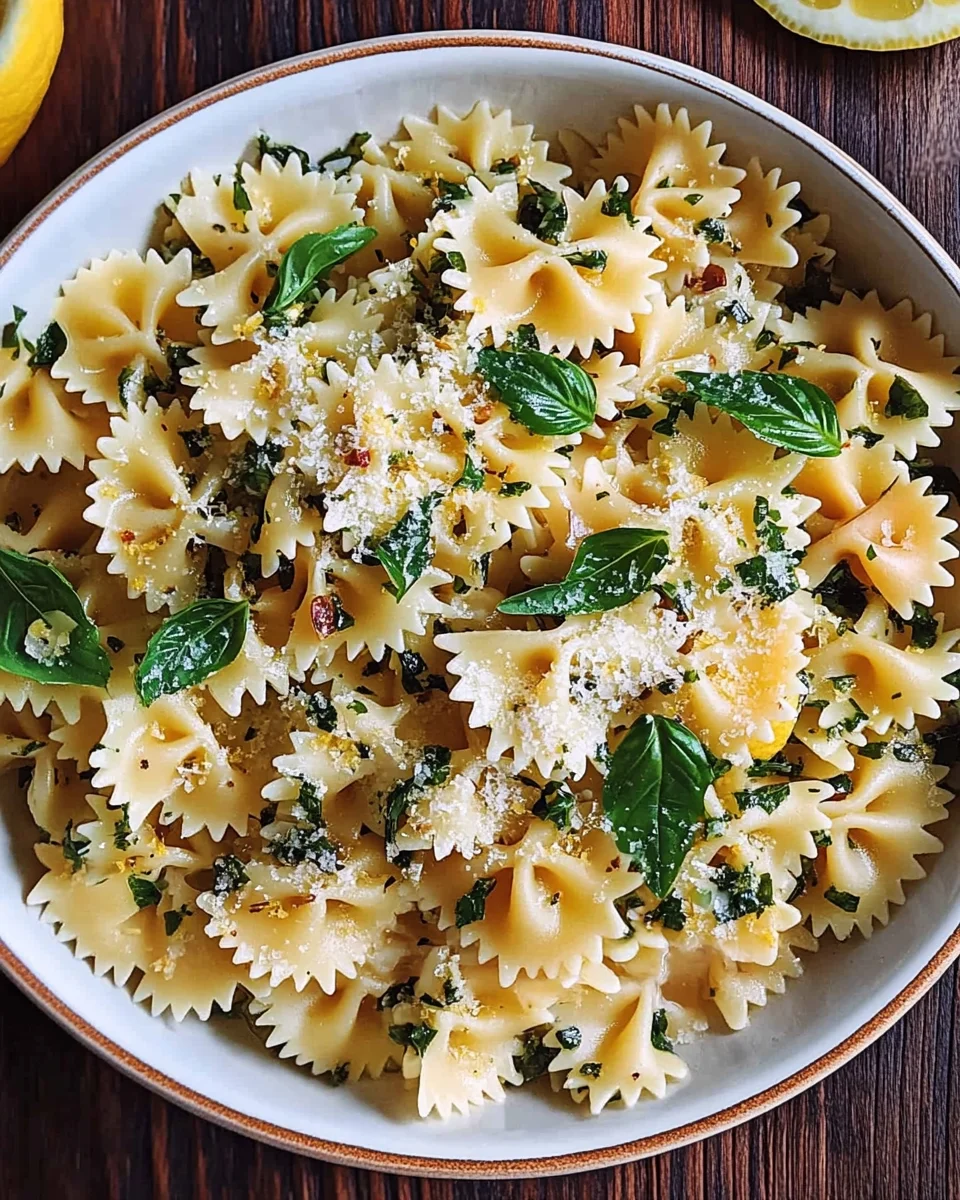 Basil Pasta with Lemon Garlic Butter Sauce