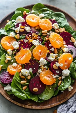 Beet Salad with Spinach and Honey-Mustard Lemon Dressing