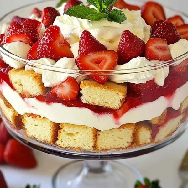 Easy Strawberry Trifle with Pound Cake