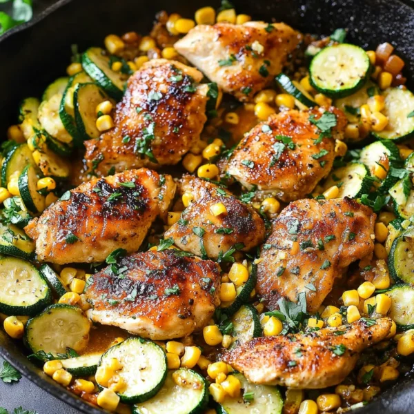 Garlic Butter Chicken with Zucchini and Corn - One-Pan, 30-Minute Meal