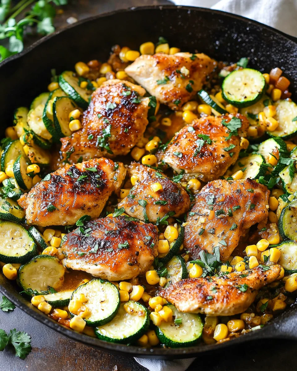 Garlic Butter Chicken with Zucchini and Corn - One-Pan, 30-Minute Meal