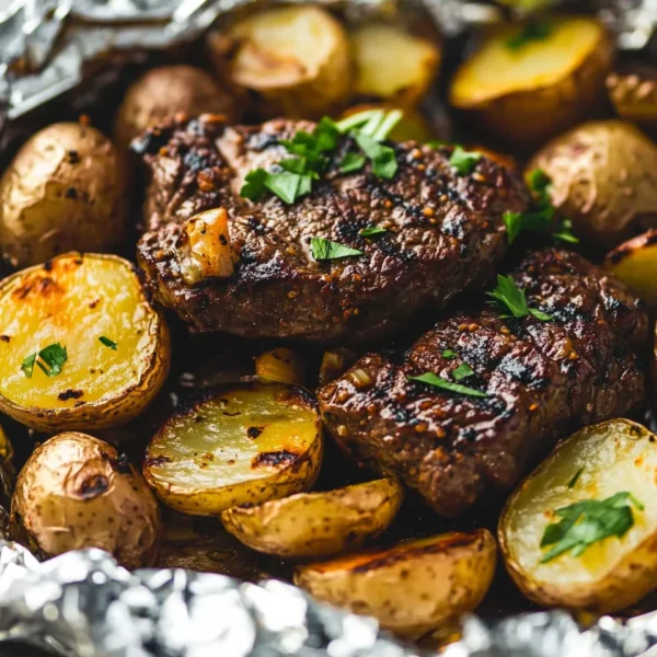 Garlic Butter Steak and Potato Foil Packets