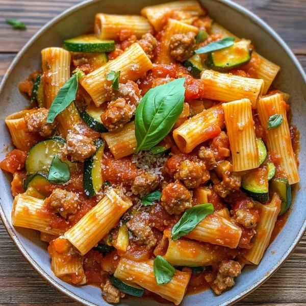 Rigatoni with Sausage, Tomatoes, and Zucchini