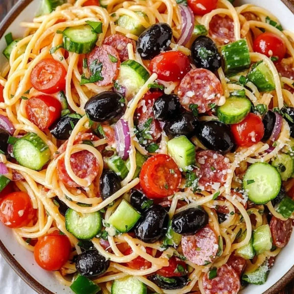 Spaghetti Pasta Salad with Italian Dressing