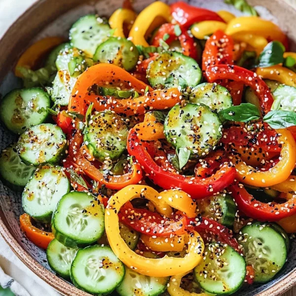 Viral TikTok Cucumber & Bell Pepper Salad