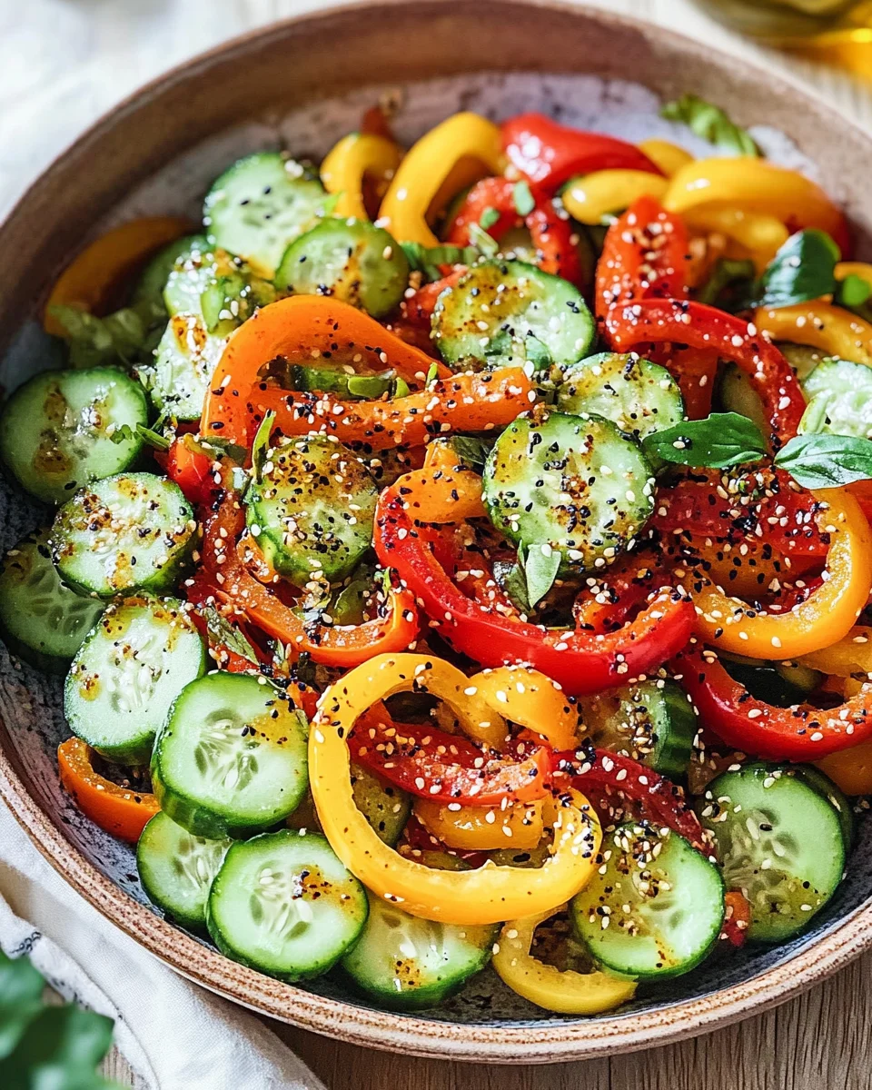 Viral TikTok Cucumber & Bell Pepper Salad